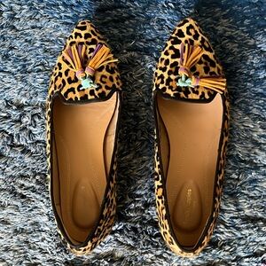 Leopard Print Flats, Pointed Toes, Cute,Colorful Tassels